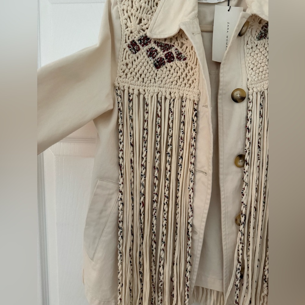 NWT Zara Woman Beaded Denim Jacket - Picture 2 of 7